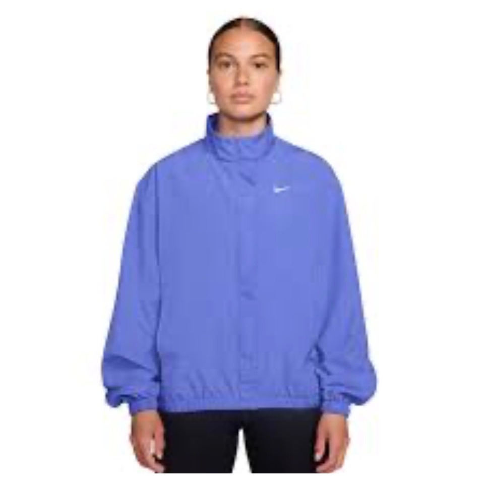 Nike One Dri-Fit Windbreaker Jacket Women Medium Blue Full Zip Athletic Sports